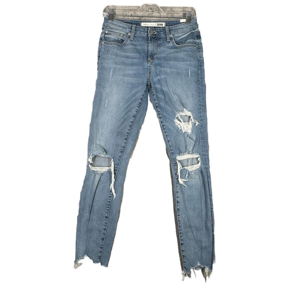 Lovers & Friends Jeans Women 4 27" Blue Ricky Skinny Distress Destroyed Thrashed